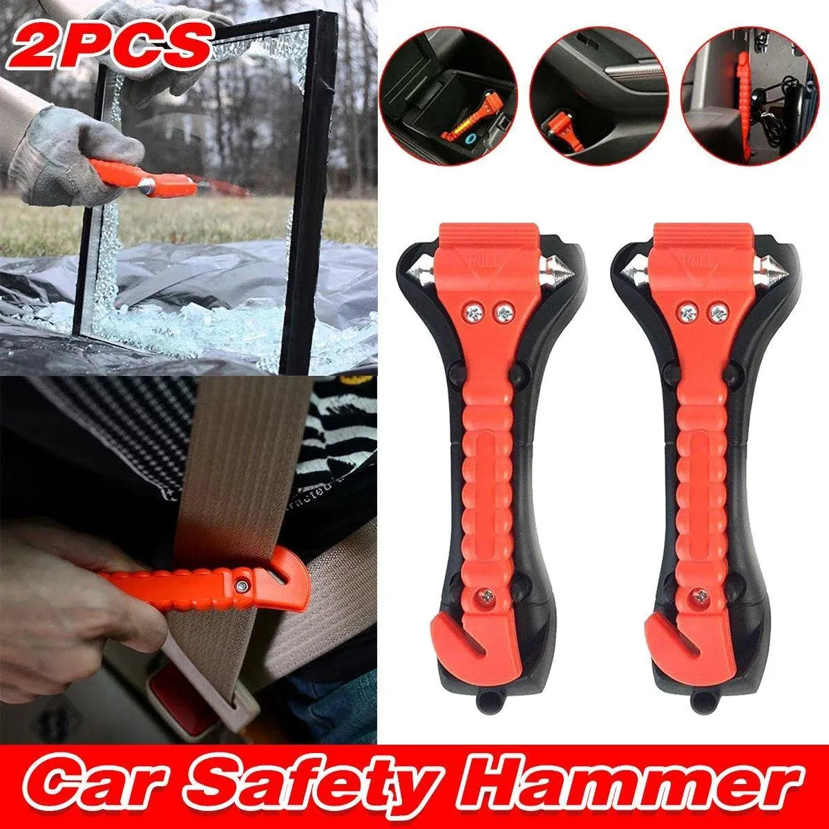 2 Pack Car Safety Hammer Emergency Window Breaker Escape Tool for Vehicle Rescue