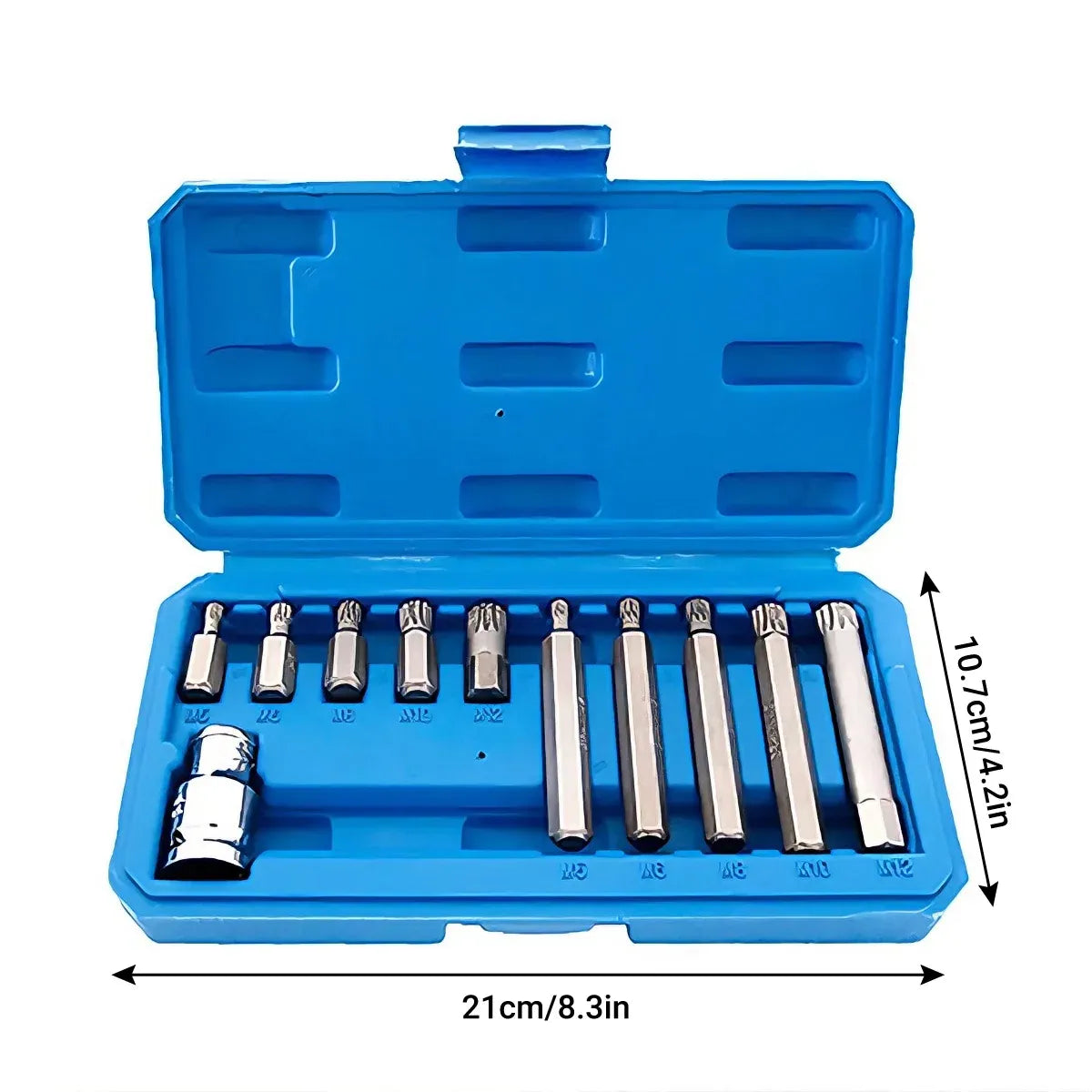 11 Piece CR-V M-Type Spline Socket Bit Set Driver Drill Bit Tool Kit Car Repair