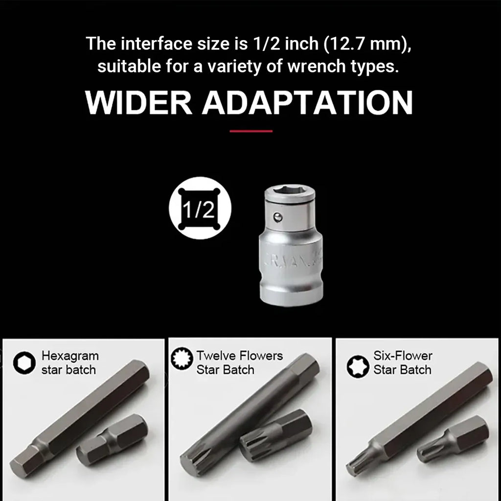 11 Piece CR-V M-Type Spline Socket Bit Set Driver Drill Bit Tool Kit Car Repair