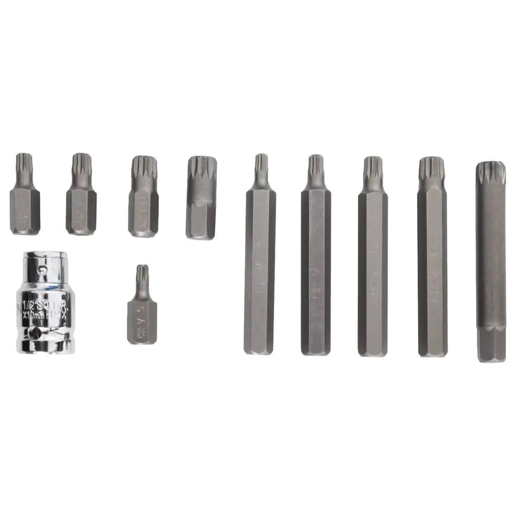 11 Piece CR-V M-Type Spline Socket Bit Set Driver Drill Bit Tool Kit Car Repair