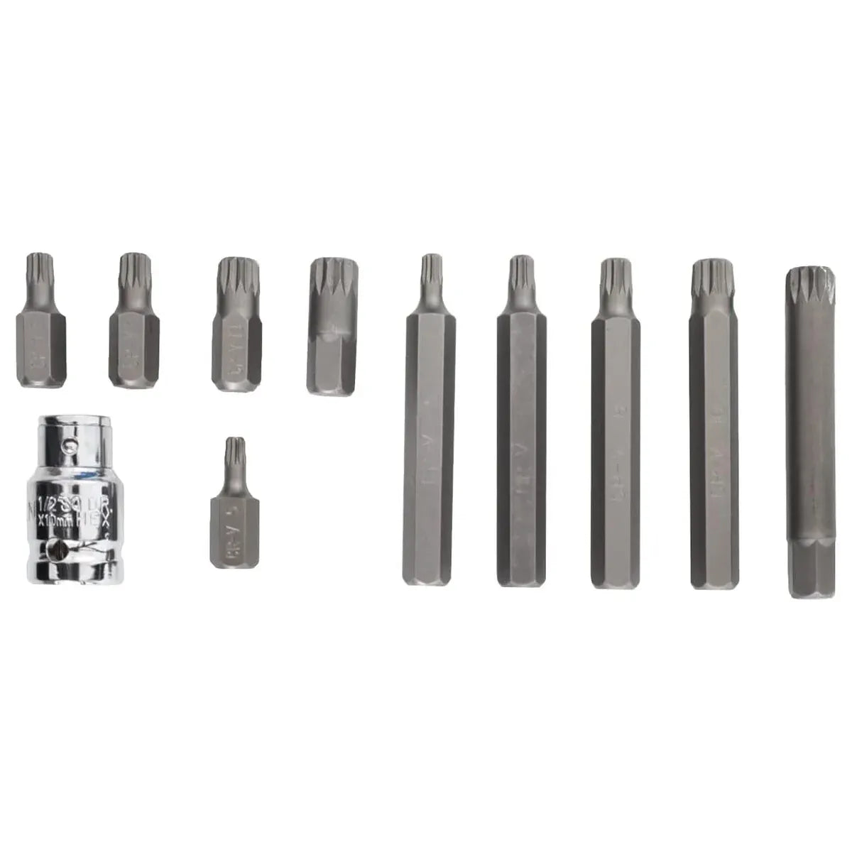 11 Piece CR-V M-Type Spline Socket Bit Set Driver Drill Bit Tool Kit Car Repair