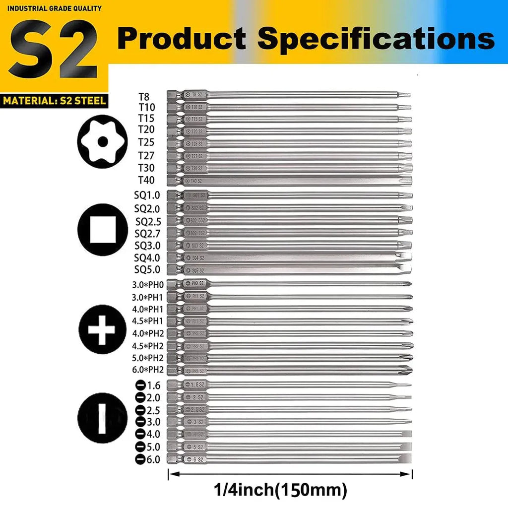 30 Piece 150mm Screwdriver Bit Set Power Tool Accessory Kit For Home Repair Use