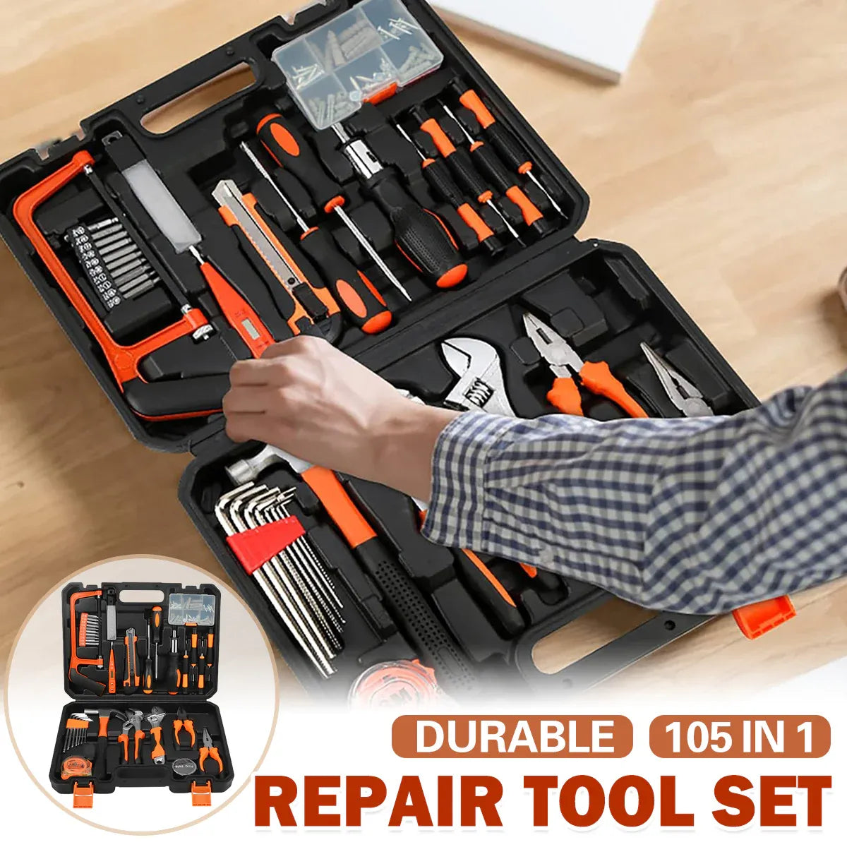 Home Hardware Tool Set Large 105-Piece Emergency Repair Kit Maintenance Tools