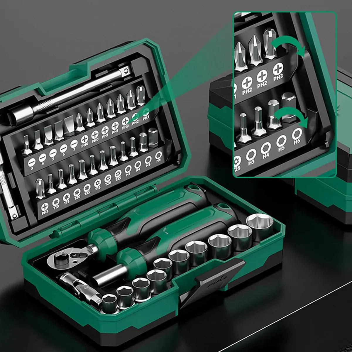 Portable Ratchet Screwdriver Tool Kit 40 Piece Durable for Home Cycle Repair Use