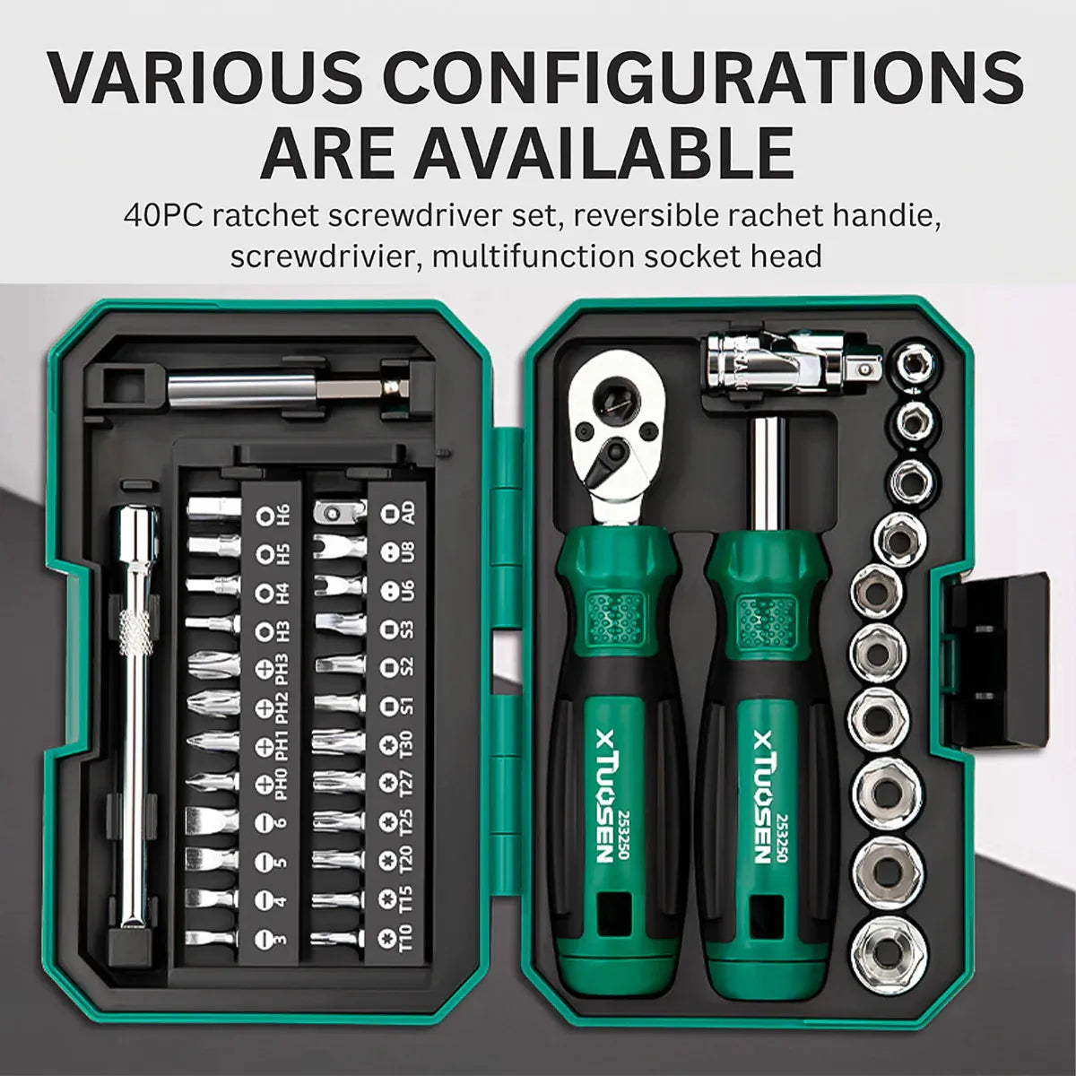 Portable Ratchet Screwdriver Tool Kit 40 Piece Durable for Home Cycle Repair Use