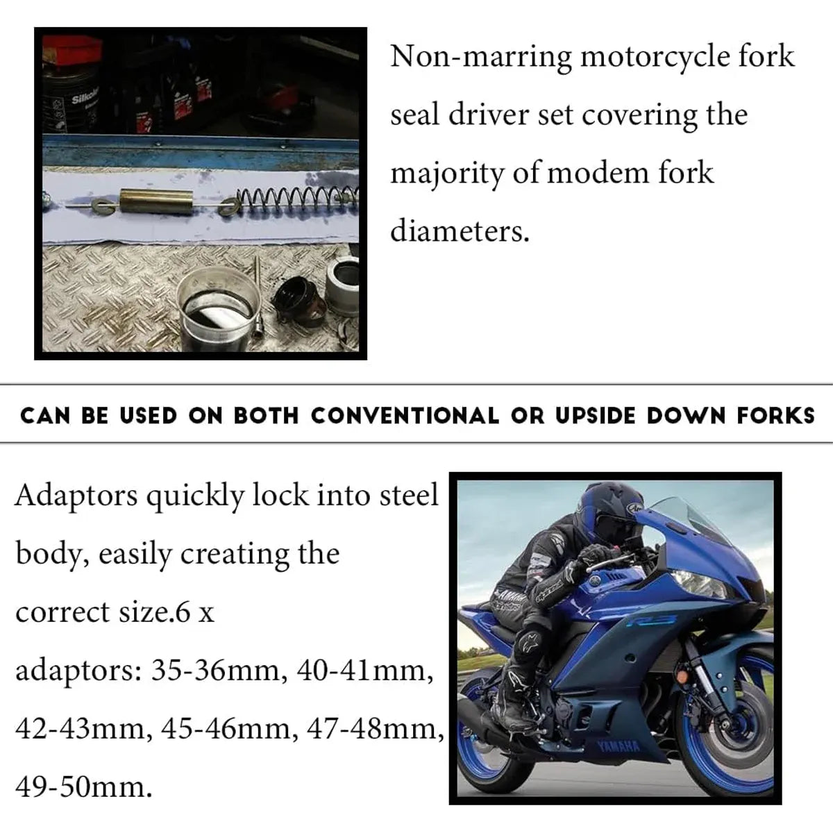 14 Piece Universal Fork Seal Driver Tool Kit 35-50mm for Motorcycle Fork Oil Seal