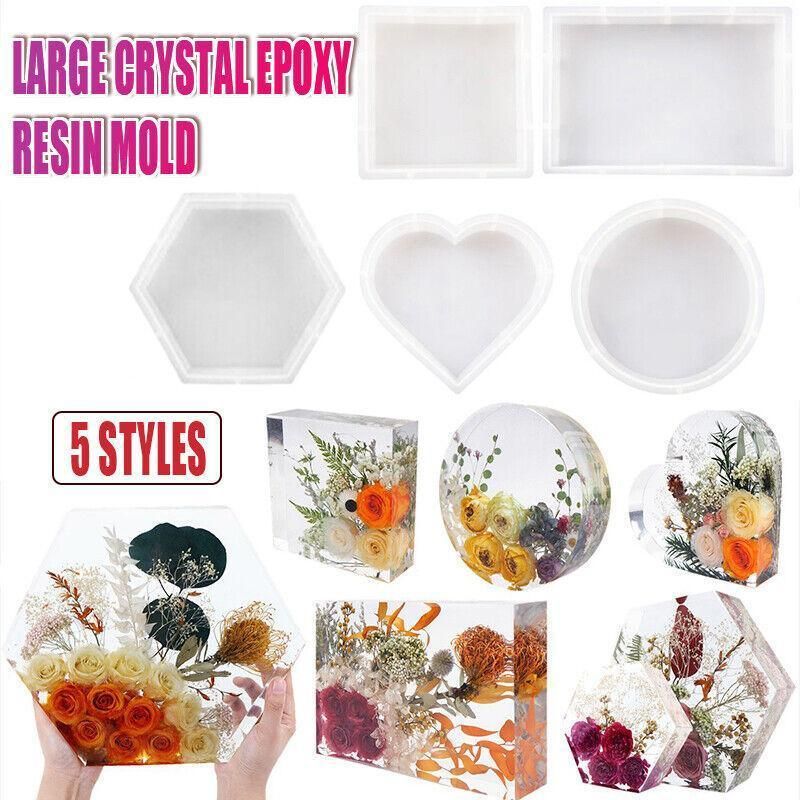 New Large Crystal Epoxy Resin Mold Geometry Cube Specimen Love Heart Round Mould – Heart