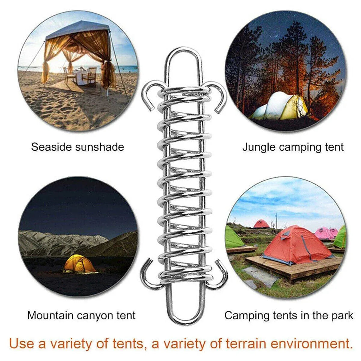 1-15 Piece Outdoor Camping Tent Spring Wind Rope Buckle Fix Hook Buckles Silver Red – 10pair