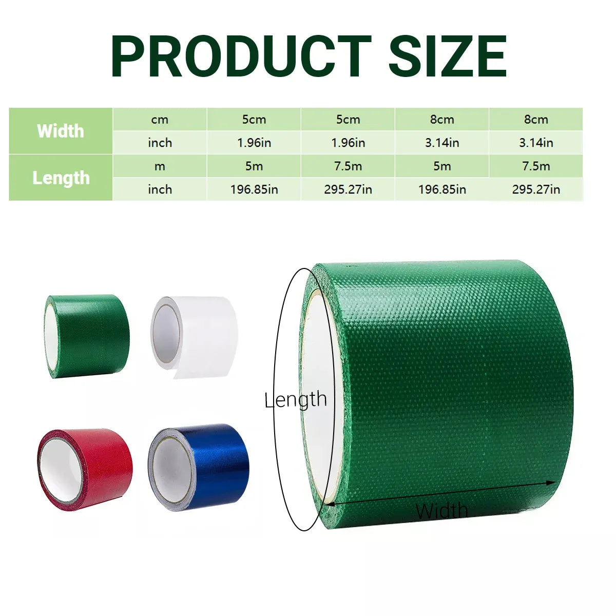 High Adhesive Tarpaulin Repair Tape Tent Awning Fix Patch Waterproof Universal – White – 8cm x 7.5m