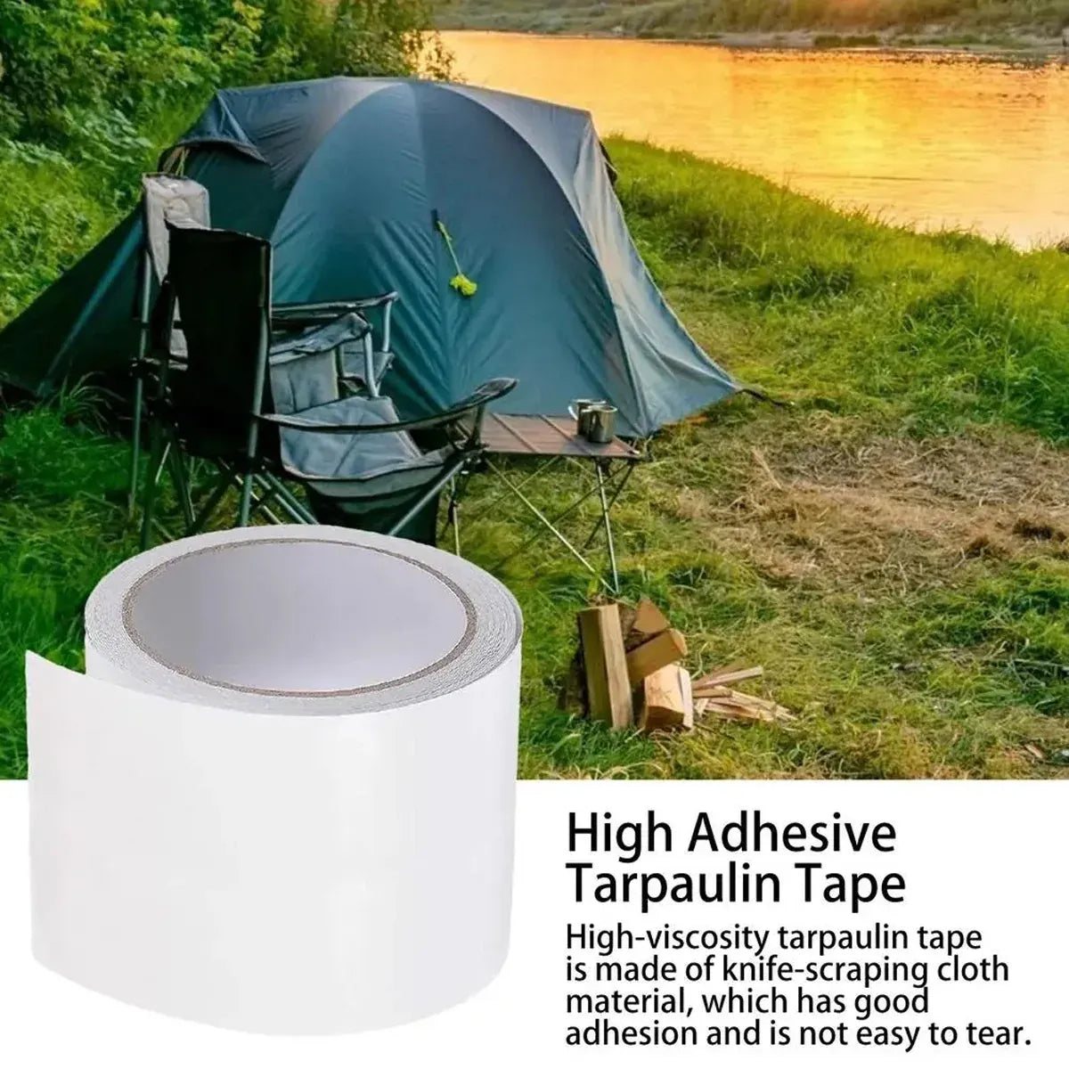 High Adhesive Tarpaulin Repair Tape Tent Awning Fix Patch Waterproof Universal – White – 8cm x 7.5m