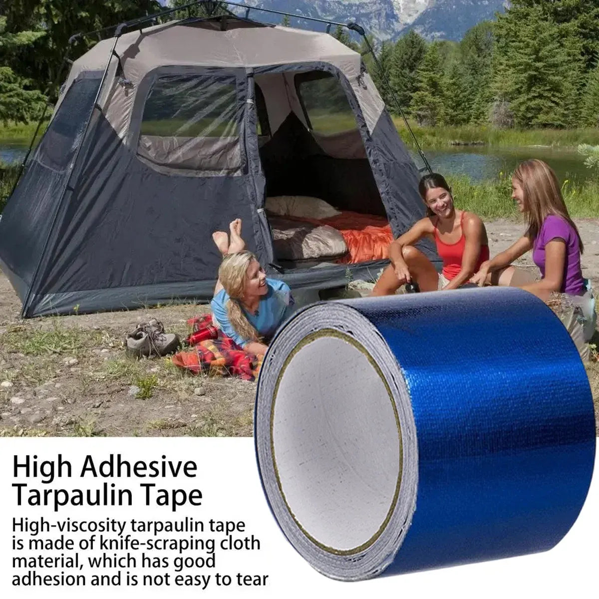 High Adhesive Tarpaulin Repair Tape Tent Awning Fix Patch Waterproof Universal – White – 8cm x 7.5m