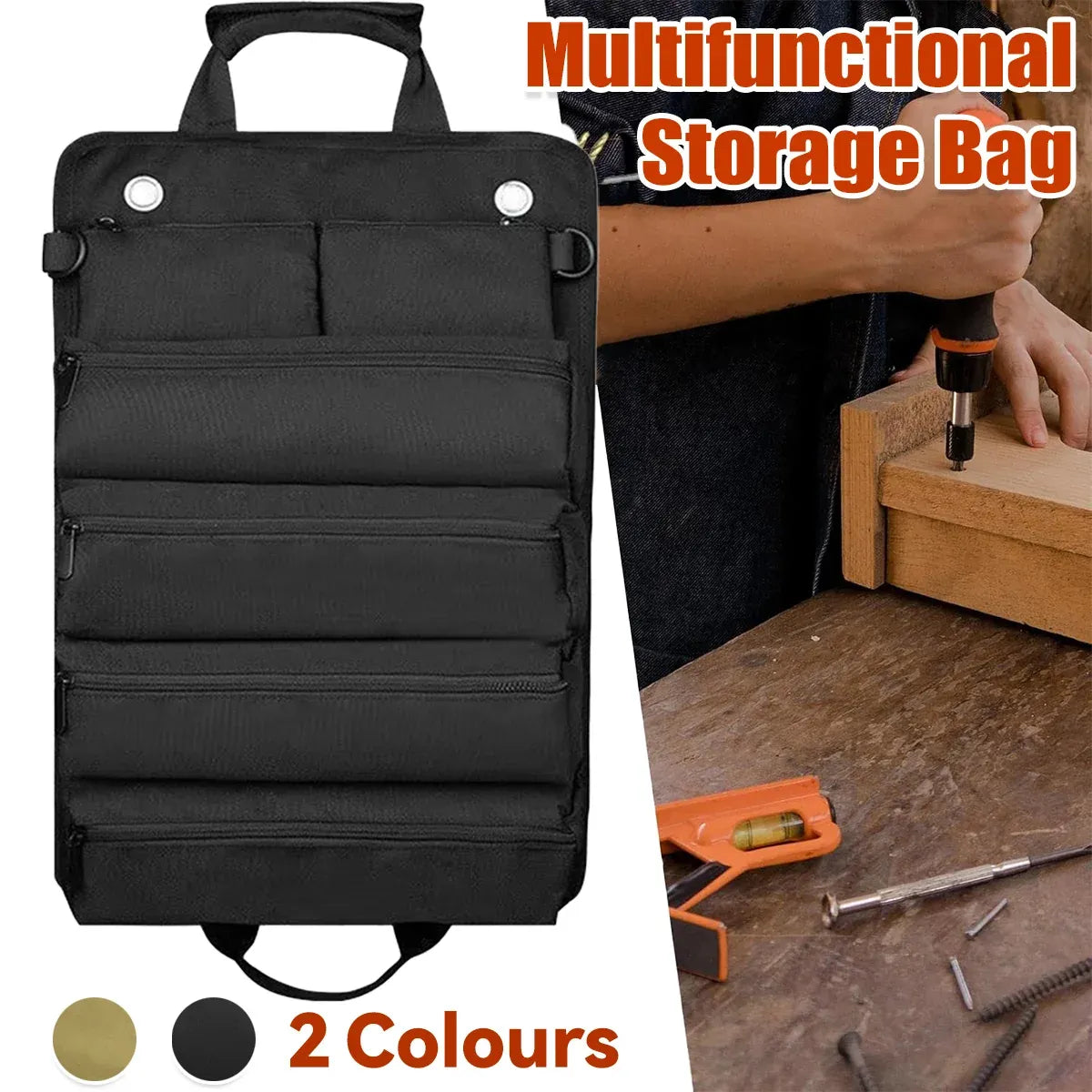 Portable Car Hardware Tool Kit Durable Oxford Bag for Vehicle Emergency Repair – Black