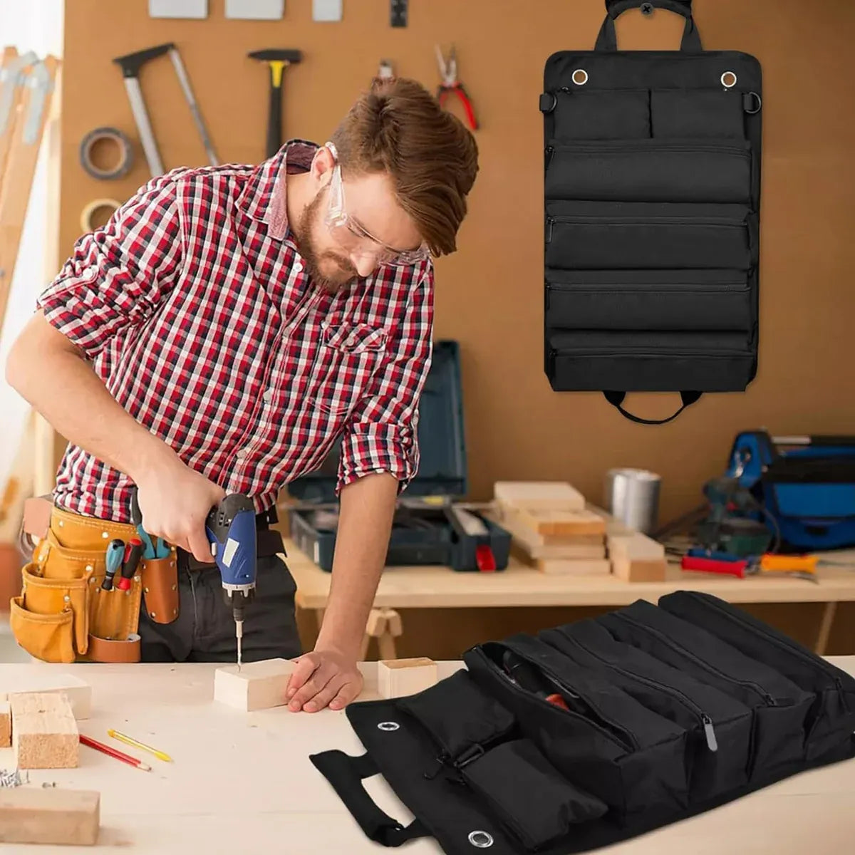 Portable Car Hardware Tool Kit Durable Oxford Bag for Vehicle Emergency Repair – Black