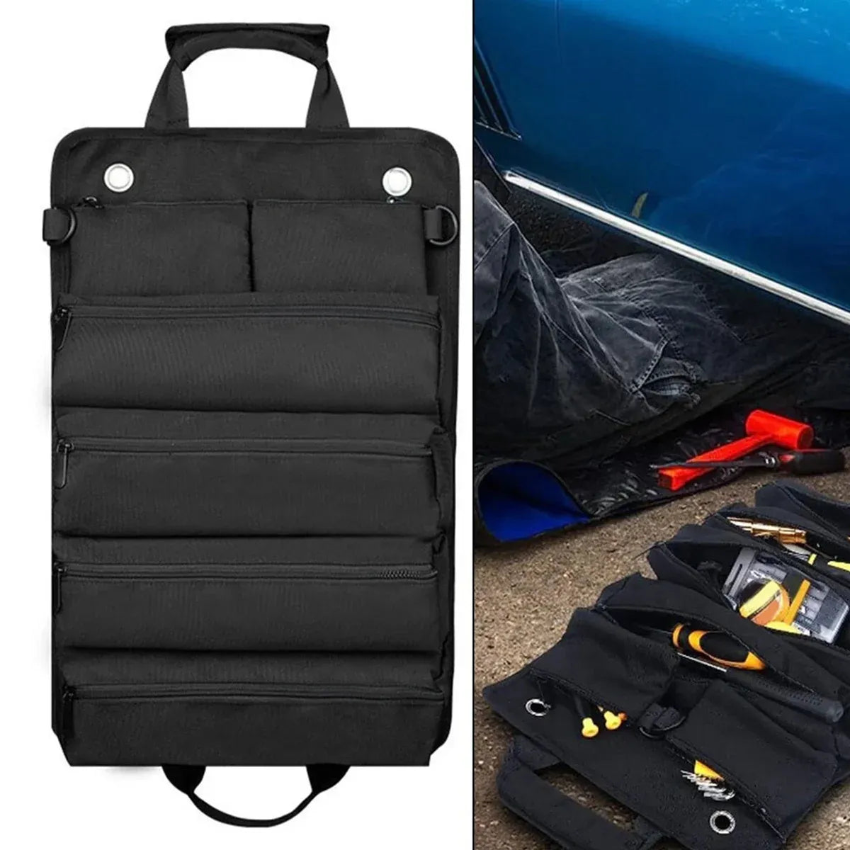 Portable Car Hardware Tool Kit Durable Oxford Bag for Vehicle Emergency Repair – Khaki
