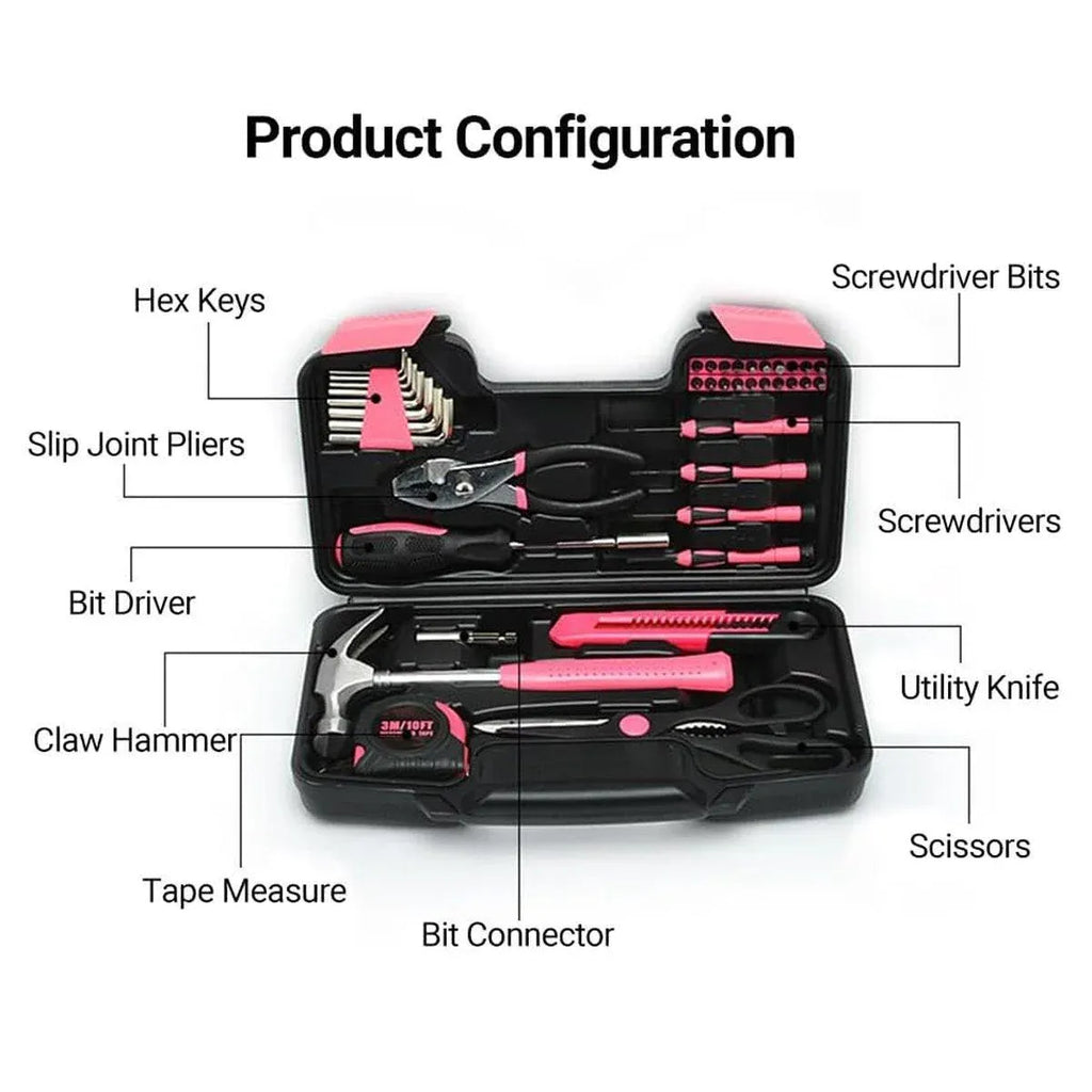 39 Piece Household Hardware Tool Set Multi-purpose Manual Toolbox Repair Kit Home