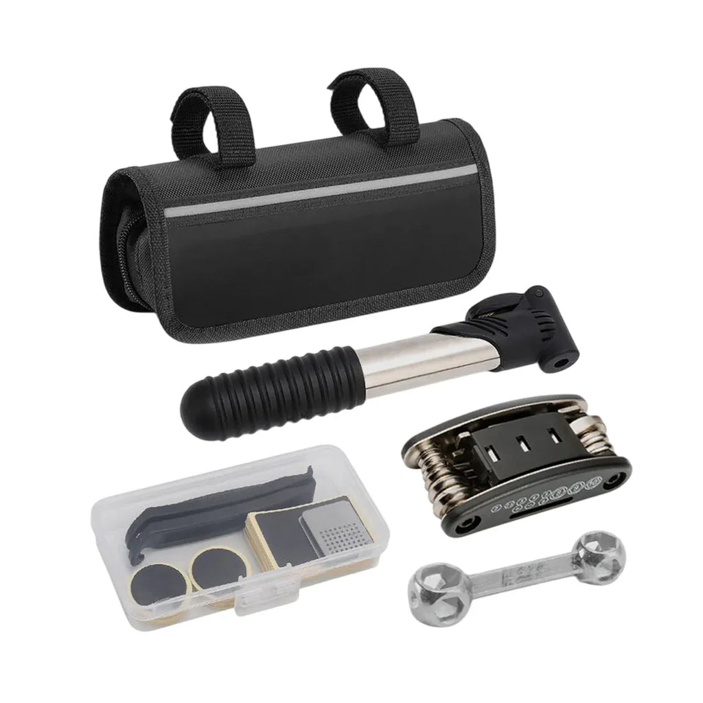 Bicycle Repair Kit with Tyre Levers Patch Kit Pump Multi Tool for Mountain Bike