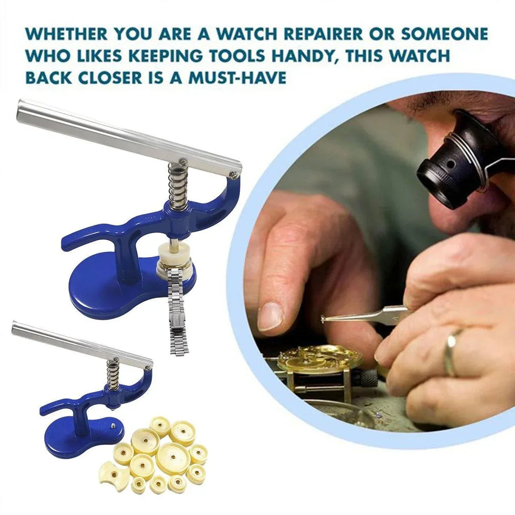 Watch Case Press 12 Dies Back Cover Closer Watchmaker Repair Tool Kit Set
