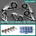 50 Piece Fishing Rod Guide Tip Repair Kit Set Rings Guide Replacement Parts Tools