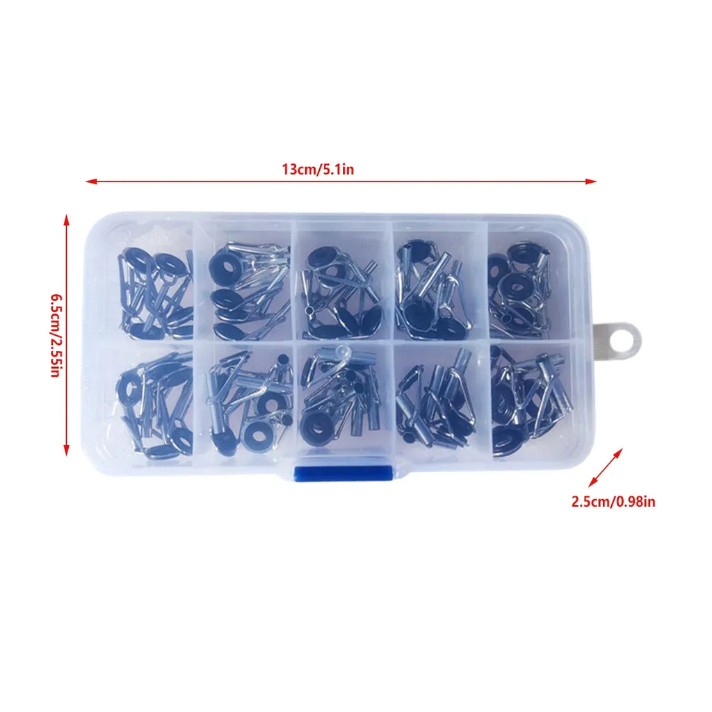50 Piece Fishing Rod Guide Tip Repair Kit Set Rings Guide Replacement Parts Tools