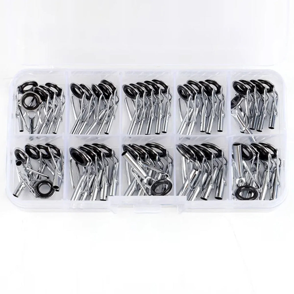 50 Piece Fishing Rod Guide Tip Repair Kit Set Rings Guide Replacement Parts Tools