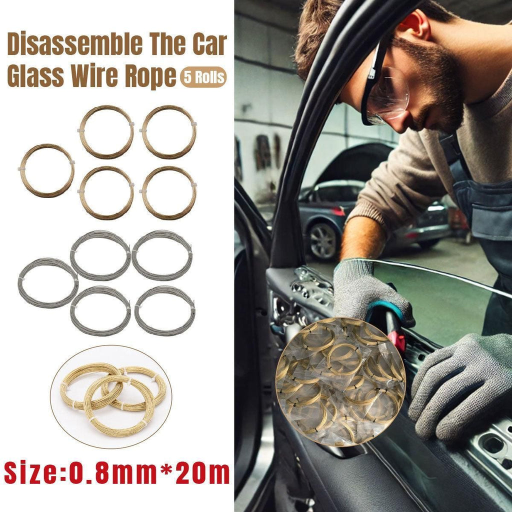 5 Rolls Automotive Glass Removal Tools Steel Wire Rope Disassembling Kit – Silver