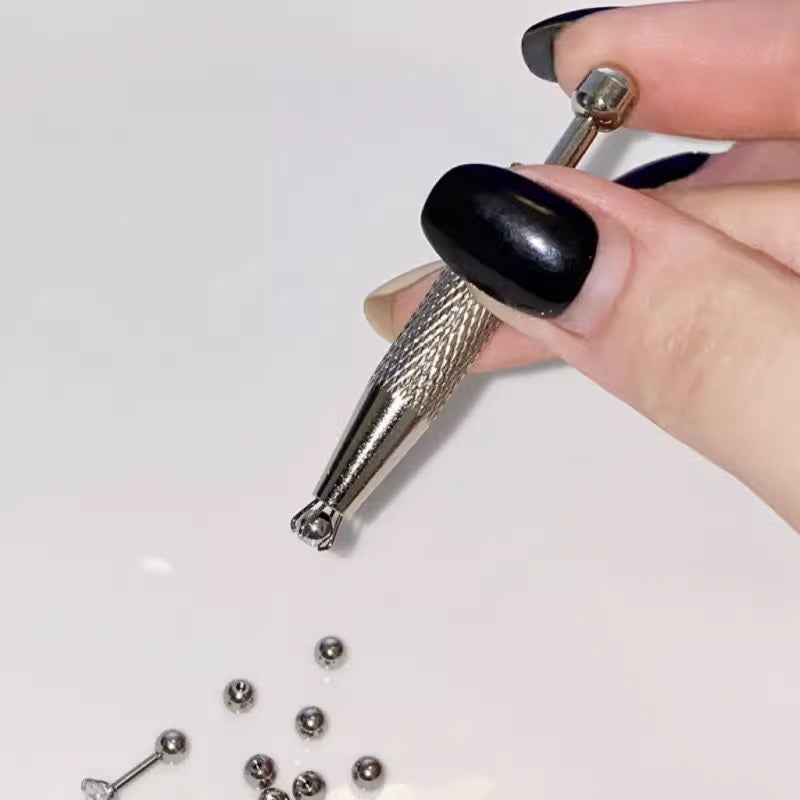 Stainless Steel Earring Wearer Helper – 4-Prong Grabber Tool, Ear Stud Threaded Ball Fixed Aid (6CM)