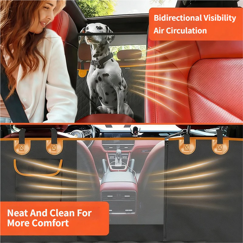 Waterproof Dog Car Rear Seat Protector 135 x 148CM – Durable Oxford Non Slip Pet Hammock with Storage Pockets