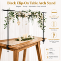 Black Iron Over Table Arch Display Stand with Fixed Clamps and Buckles for Balloons and Decorations
