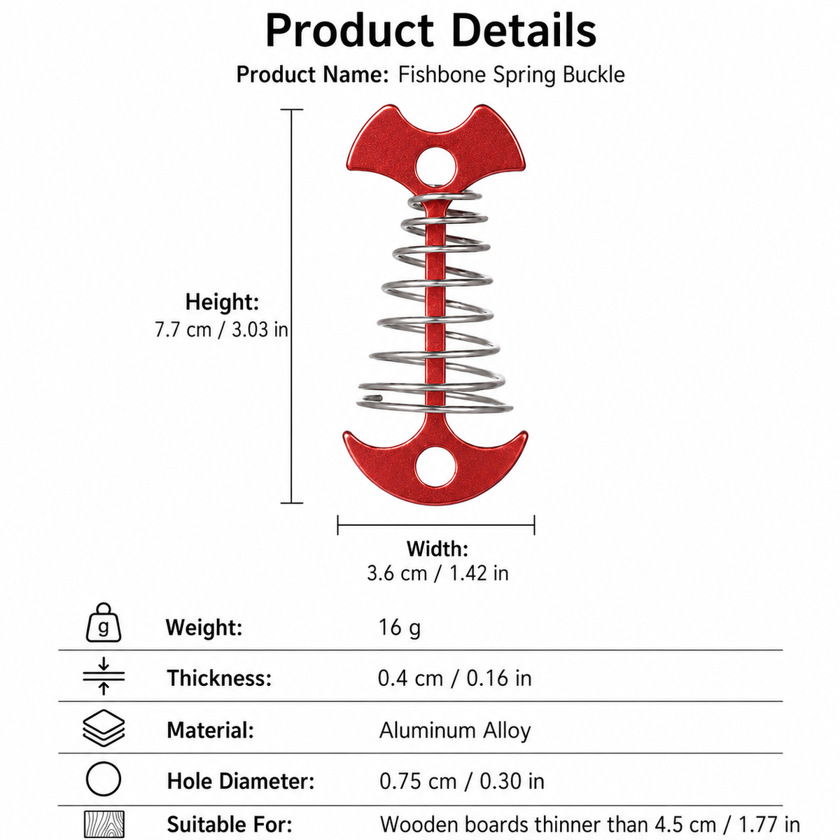 Red Fishbone Spring Tent Pegs – 5 Pack Outdoor Camping Stakes for Tent Guy Lines, Canopy and Board Fixing
