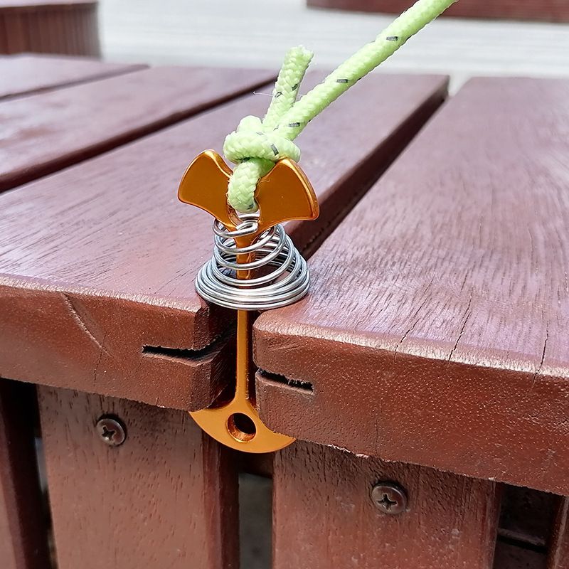 Gold Fishbone Spring Tent Pegs – 5 Pack Outdoor Camping Stakes for Tent Guy Lines, Canopy and Board Fixing
