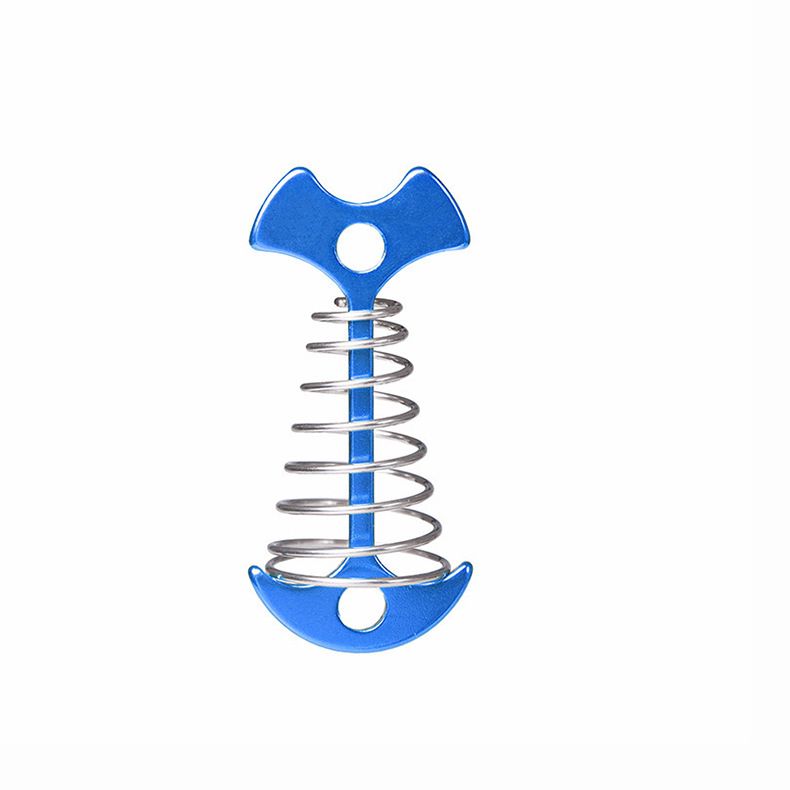 Blue Fishbone Spring Tent Pegs – 5 Pack Outdoor Camping Stakes for Tent Guy Lines, Canopy and Board Fixing