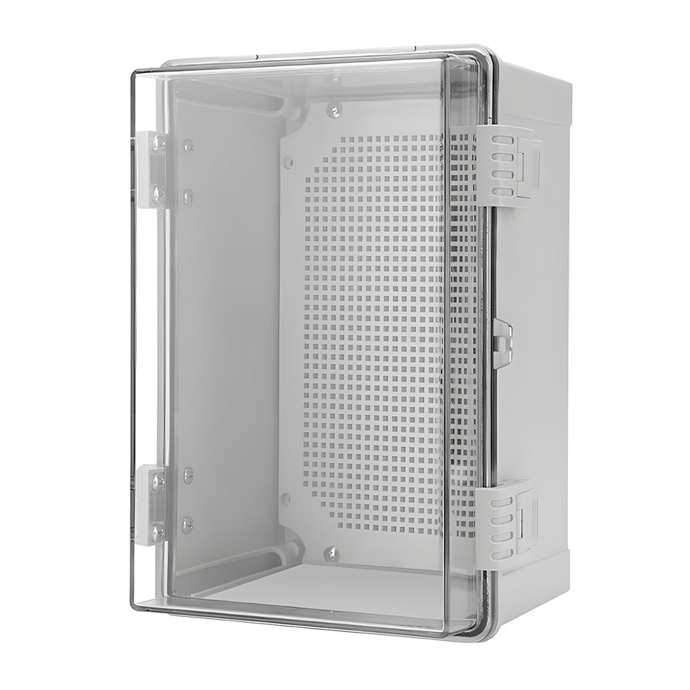 Electrical ABS Junction Box IP66 Waterproof Electrical Enclosure with Clear Hinged Cover and Mounting Plate for