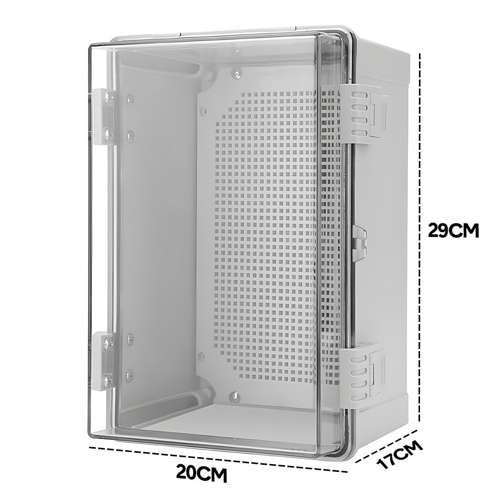Electrical ABS Junction Box IP66 Waterproof Electrical Enclosure with Clear Hinged Cover and Mounting Plate for