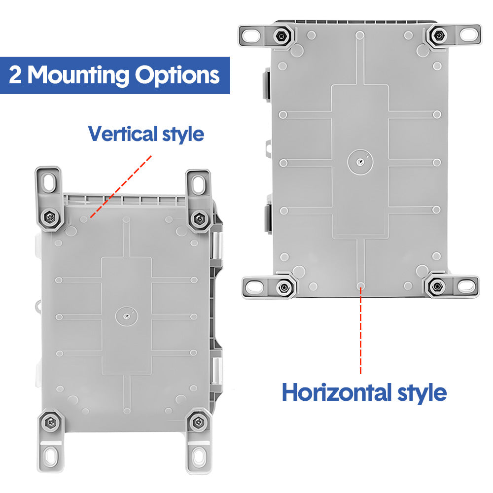 Electrical ABS Junction Box IP66 Waterproof Electrical Enclosure with Clear Hinged Cover and Mounting Plate for