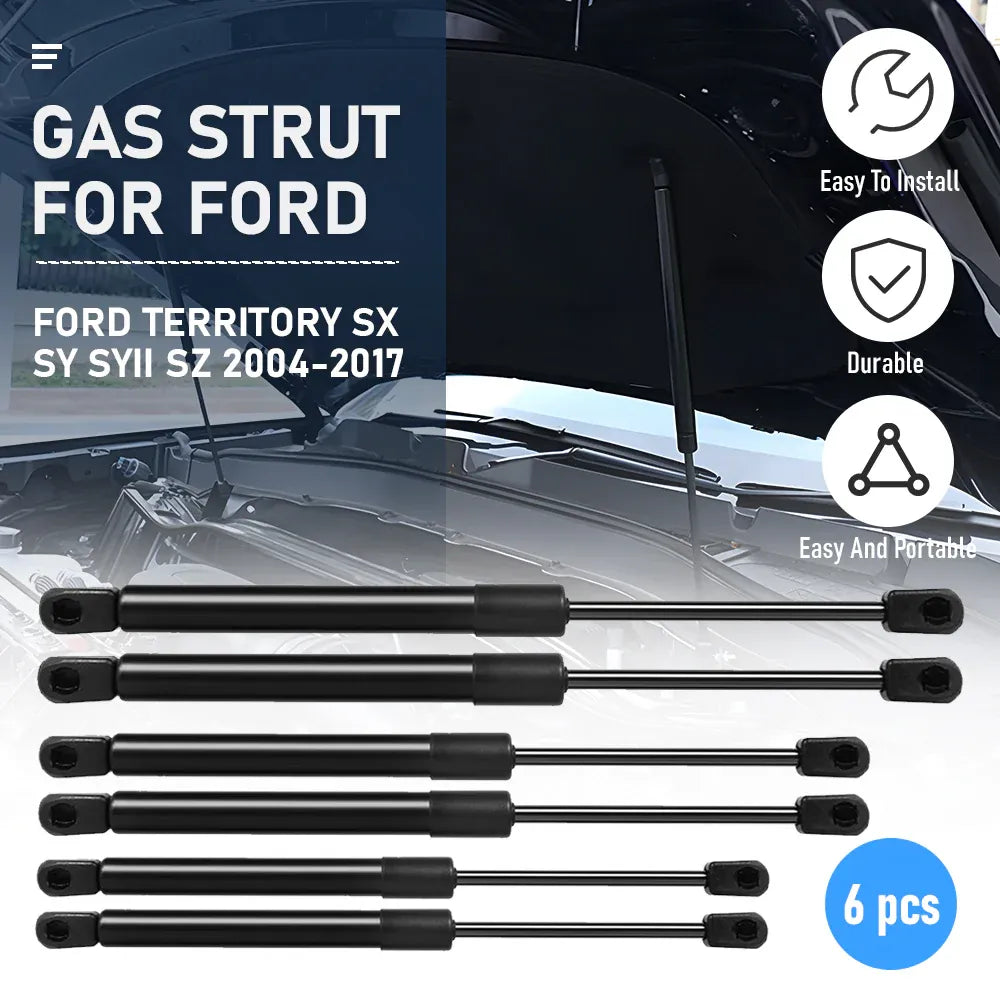 6 Piece Premium Gas Struts Kit for Ford Territory SX SY 2004-2011 Bonnet Tailgate Window Glass Direct Replacement