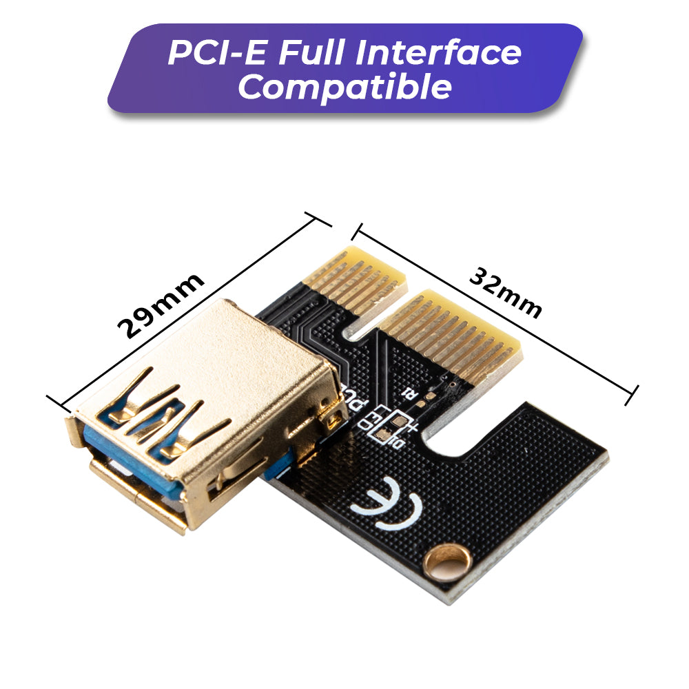 PCIe 1X-16X Riser Extender Kit for Aussie Crypto Miners Gold-Plated Zero Signal Loss 6-Pack Mining Rig with 60cm USB3