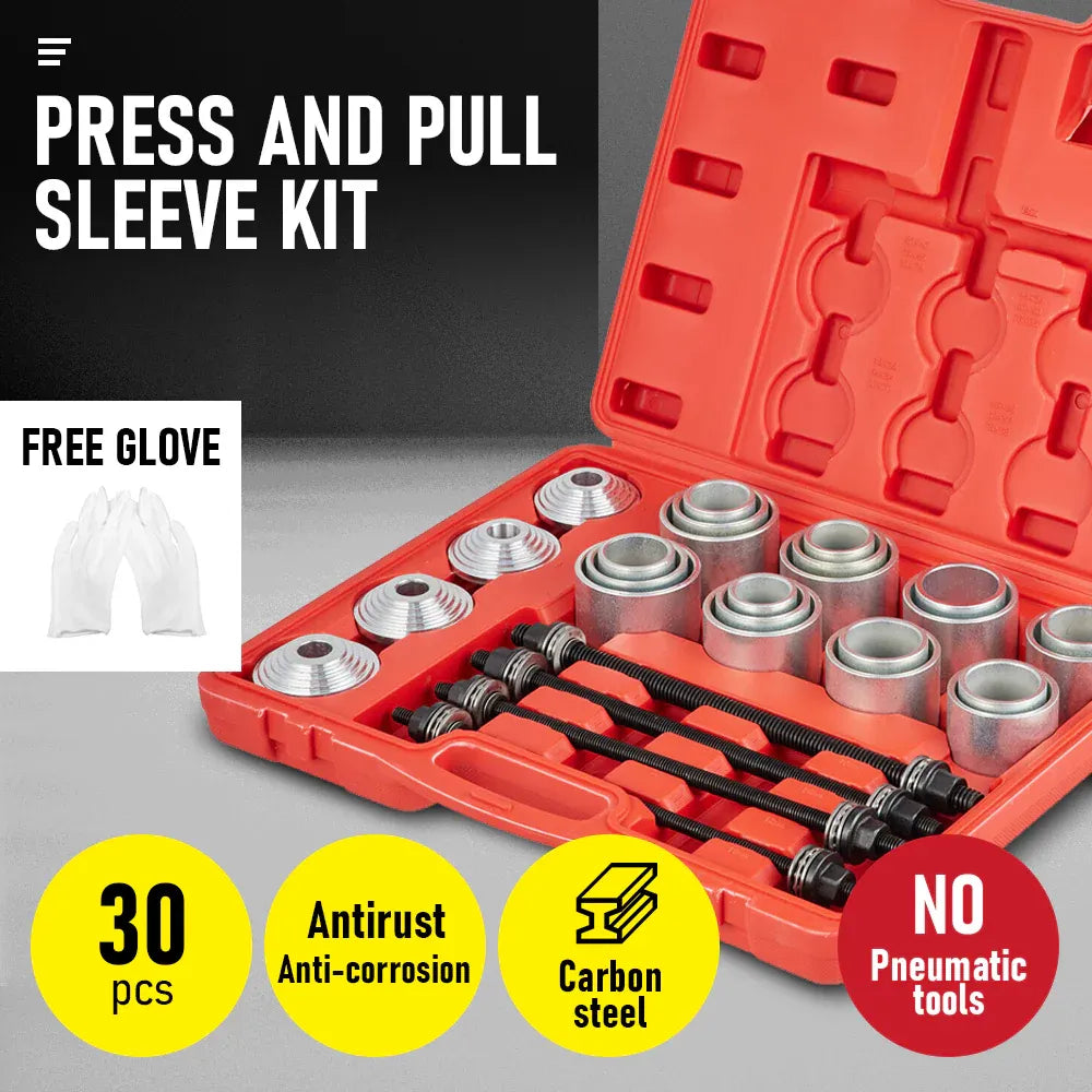 30 Piece Pull and Press Sleeve Kit 45# Steel Removal Installation Bushes Bearings Tool Kit Bush Removal Insertion
