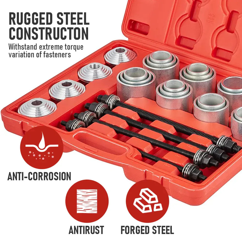 30 Piece Pull and Press Sleeve Kit 45# Steel Removal Installation Bushes Bearings Tool Kit Bush Removal Insertion