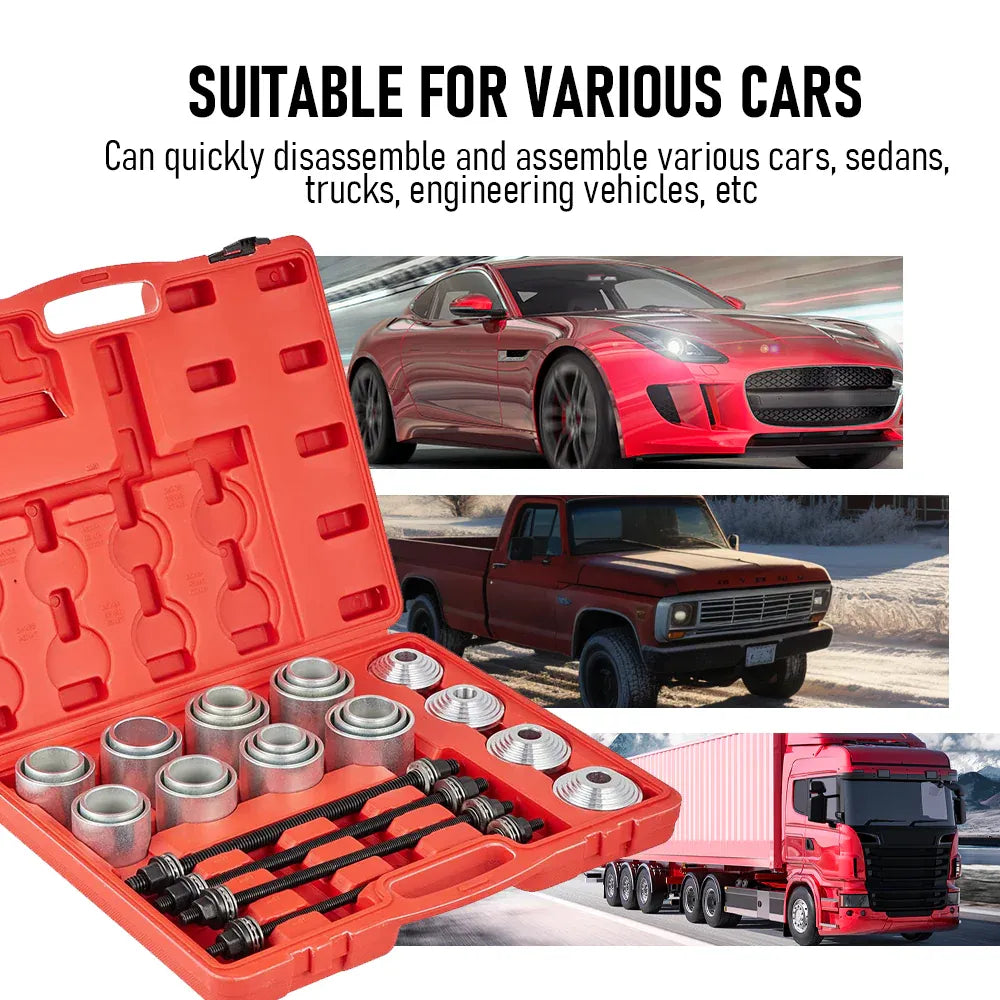 30 Piece Pull and Press Sleeve Kit 45# Steel Removal Installation Bushes Bearings Tool Kit Bush Removal Insertion